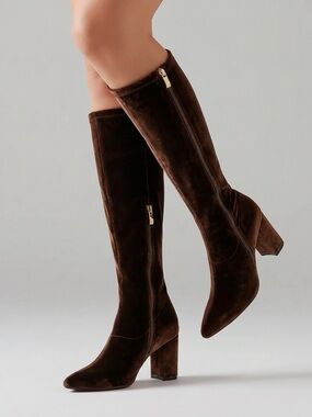 * CLEARANCE * Anthropologie Women's Velvet Block Heel Boots Size 36 US Size 6